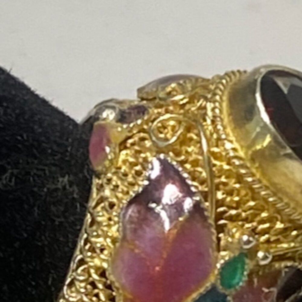Barbara Garwood Garnet Ring Collectable Mongolian Art 14K over Silver - Picture 4 of 4
